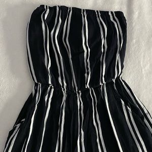 Costal girl- Strapless navy blue & white jumpsuit